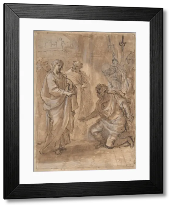 Framed Print : Christ and the Centurion (recto); Figure Waving to Departing Ship (verso). n. d Framed Print : Christ and the Centurion (recto); Figure Waving to Departing Ship (verso). n. d