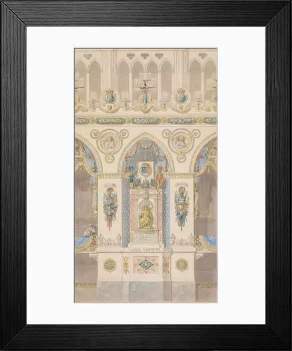 Framed Print : Interior Elevation, Reims Cathedral, n. d Creators: Charles Percier Framed Print : Interior Elevation, Reims Cathedral, n. d Creators: Charles Percier