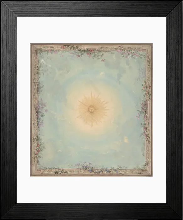 Framed Print : Designs for Ceilings with Central Sunburst, 19th century. Creator: Charles Monblond Framed Print : Designs for Ceilings with Central Sunburst, 19th century. Creator: Charles Monblond