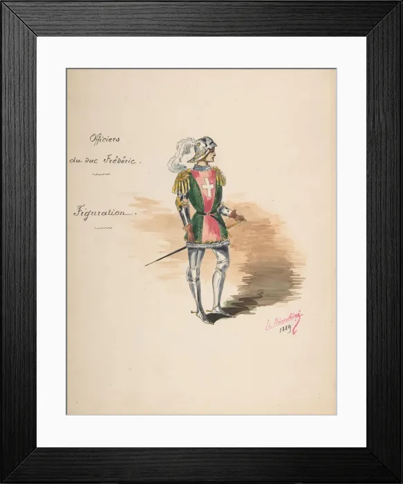 Framed Print : Costume Design for Officiers du duc Frederic [a]