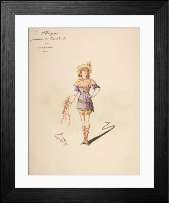 Framed Print : Costume Design for 4 Villageois jouant au hautbois [a]