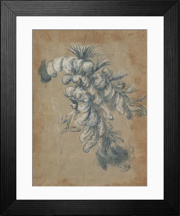 Framed Print : Design for a Lavish Headdress with Feathers, ca. 1620-56. Creator: Baccio del Bianco Framed Print : Design for a Lavish Headdress with Feathers, ca. 1620-56. Creator: Baccio del Bianco
