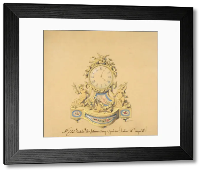 Framed Print : Design for a Clock: Summer and Autumn, 19th century. Creator: Anon Framed Print : Design for a Clock: Summer and Autumn, 19th century. Creator: Anon