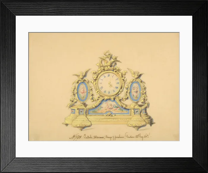 Framed Print : Design for a Clock: Three Birds, 19th century. Creator: Anon