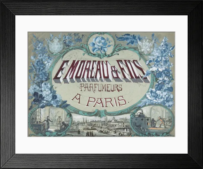 Framed Print : E. Moreau & Fils, Parfumeurs a Paris, 19th century. Creator: Anon Framed Print : E. Moreau & Fils, Parfumeurs a Paris, 19th century. Creator: Anon