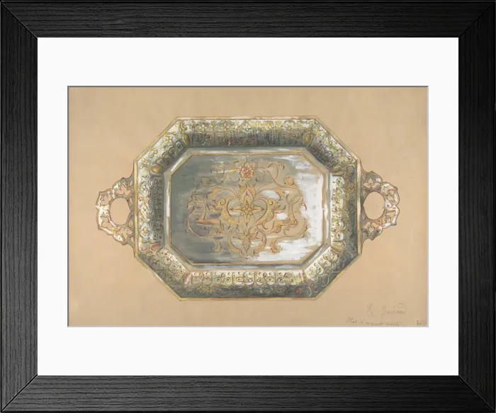 Framed Print : Design for an Embossed Silver Platter, 19th century. Creator: Anon Framed Print : Design for an Embossed Silver Platter, 19th century. Creator: Anon