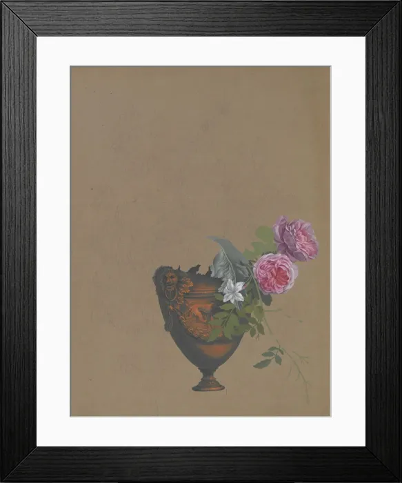 Framed Print : Vase of Flowers, 19th century. Creator: Anon Framed Print : Vase of Flowers, 19th century. Creator: Anon