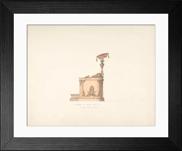 Framed Print : Elevation of a Pulpit, Side View, R. Edmundson & Sons, early 19th century Framed Print : Elevation of a Pulpit, Side View, R. Edmundson & Sons, early 19th century