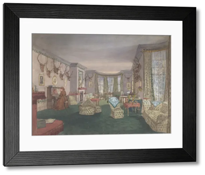 Framed Print : Drawing Room at Mar Lodge, Parish of Craithe and Braemar, Aberdeenshire, ca. 1860 Framed Print : Drawing Room at Mar Lodge, Parish of Craithe and Braemar, Aberdeenshire, ca. 1860