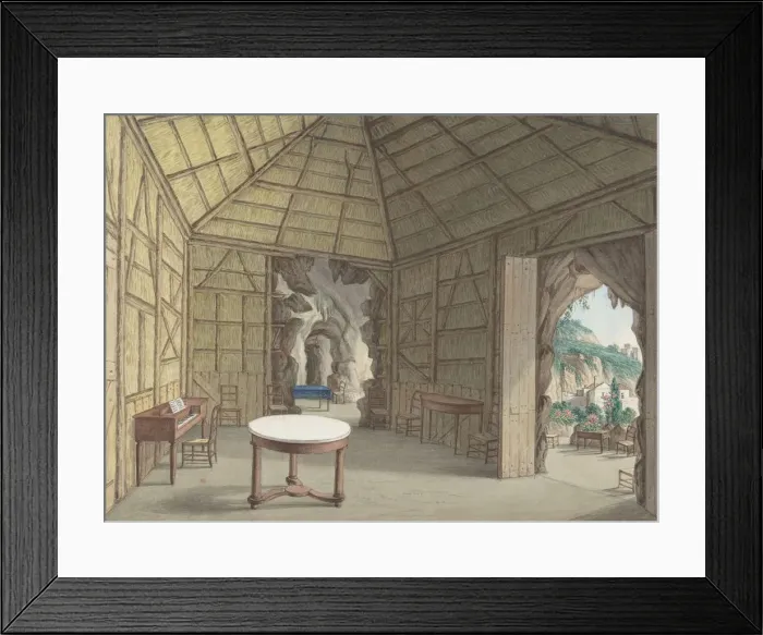 Framed Print : Dining Room, Villa Barbaja, Naples, 1800-1870. Creator: Attributed to Anonymous, British Framed Print : Dining Room, Villa Barbaja, Naples, 1800-1870. Creator: Attributed to Anonymous, British