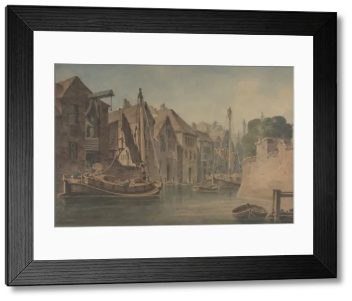 Framed Print : River at Norwich, early 19th century. Creator: Anon Framed Print : River at Norwich, early 19th century. Creator: Anon