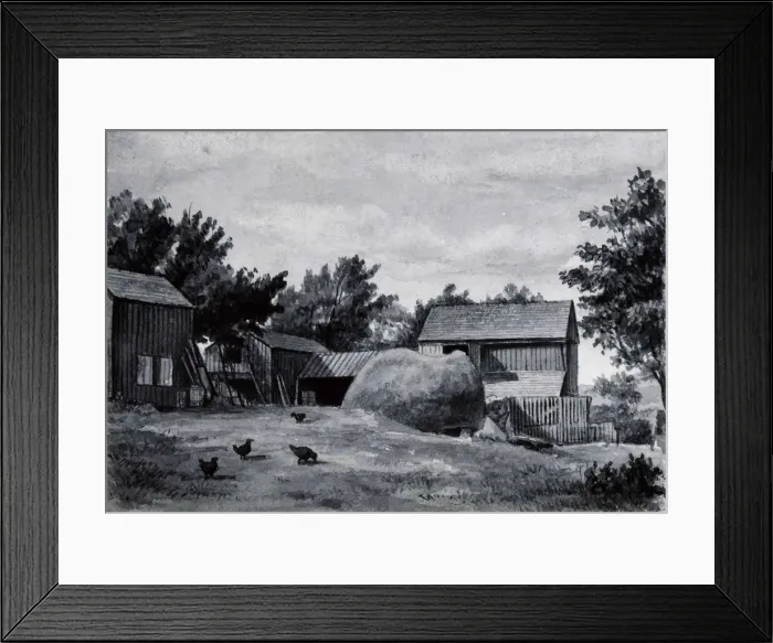 Framed Print : Farm Scene, second half 19th century. Creator: Unknown Framed Print : Farm Scene, second half 19th century. Creator: Unknown