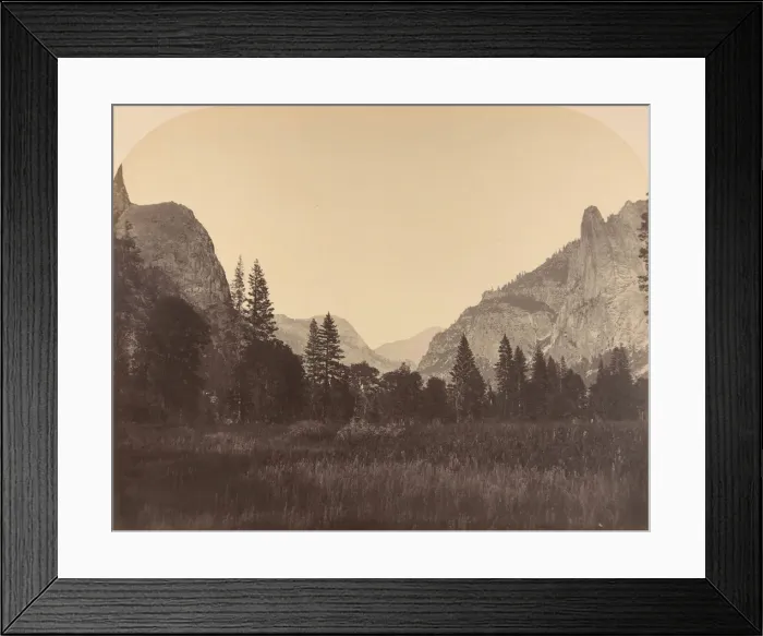 Framed Print : Up the Valley, North Dome in Center, Sentinel on Left, 1861 Framed Print : Up the Valley, North Dome in Center, Sentinel on Left, 1861