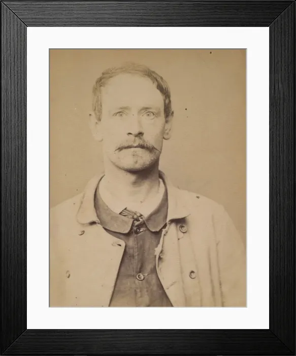 Framed Print : Ravinet. Gaston. 34 ans, ne a Paris XIXe. Couvreur. Anarchiste. 1 / 3 / 94. 1894 Framed Print : Ravinet. Gaston. 34 ans, ne a Paris XIXe. Couvreur. Anarchiste. 1 / 3 / 94. 1894