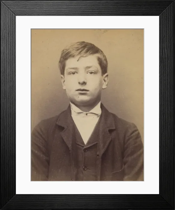 Framed Print : Bordes. Auguste. 15 ans, ne a Paris XVIIIe. Garcon Marchand de vins Framed Print : Bordes. Auguste. 15 ans, ne a Paris XVIIIe. Garcon Marchand de vins