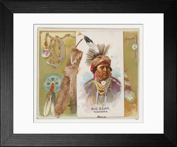 Framed Print : Big Bear, Missouria, from the American Indian Chiefs series (N36) for Allen & Framed Print : Big Bear, Missouria, from the American Indian Chiefs series (N36) for Allen &