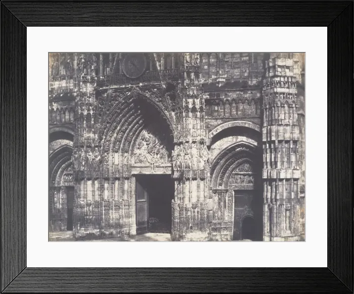Framed Print : Bas du Portail, Cote de la Place, Cathedrale de Rouen, 1852-54