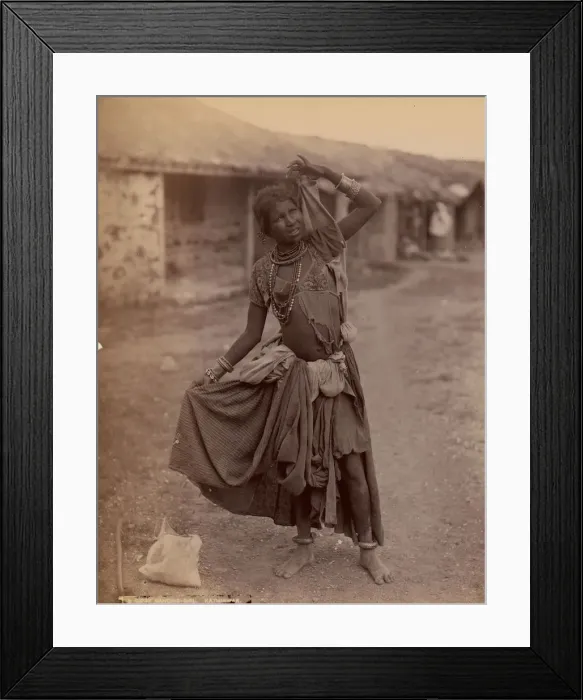 Framed Print : [A Gypsy Dancing-Girl, Kathiawar], ca. 1915. Creator: E. Taurines