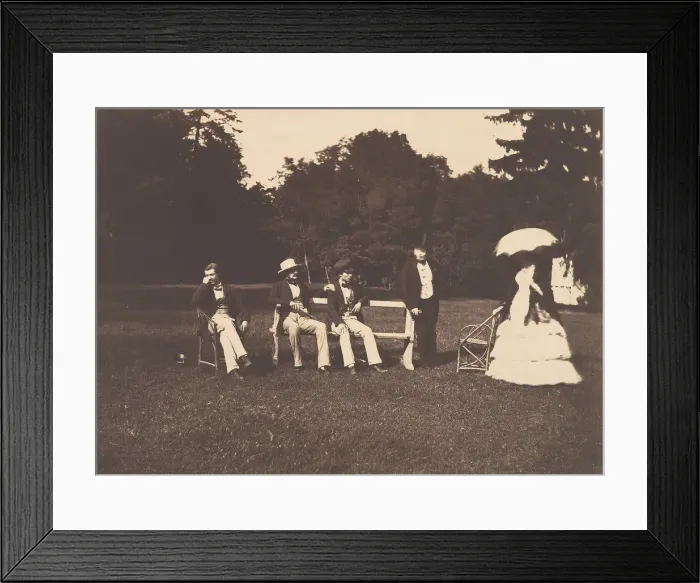 Framed Print : Groupe dans le parc du chateau de La Faloise, 1856. Creator: Edouard Baldus Framed Print : Groupe dans le parc du chateau de La Faloise, 1856. Creator: Edouard Baldus