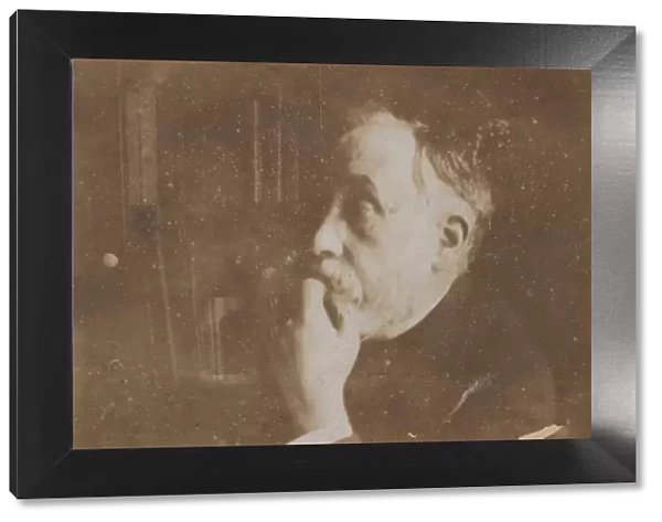 [Self-Portrait in Library (Hand to Chin)], probably 1895. Creator: Edgar Degas