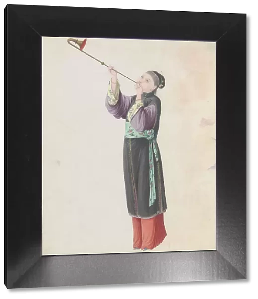 Watercolour of musician playing laba, late 18th century. Creator: Unknown