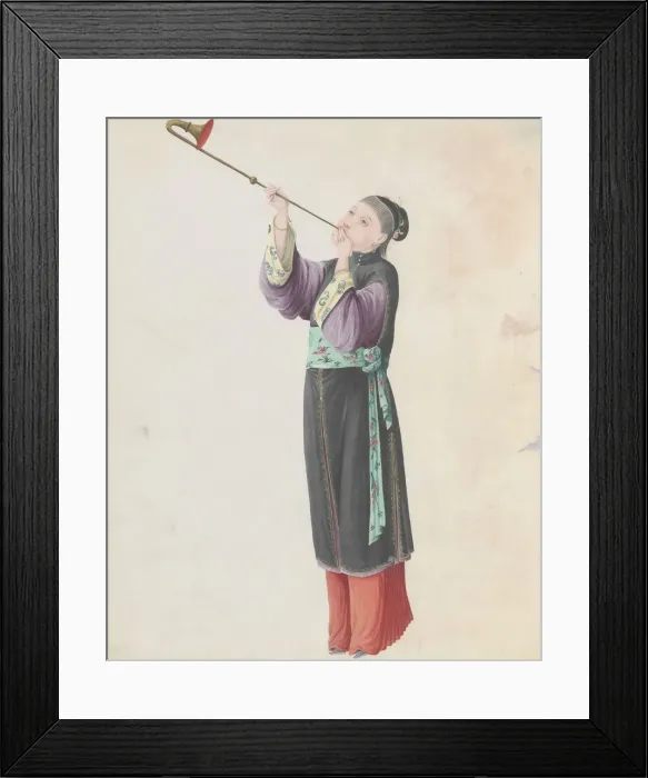 Framed Print : Watercolour of musician playing laba, late 18th century. Creator: Unknown Framed Print : Watercolour of musician playing laba, late 18th century. Creator: Unknown