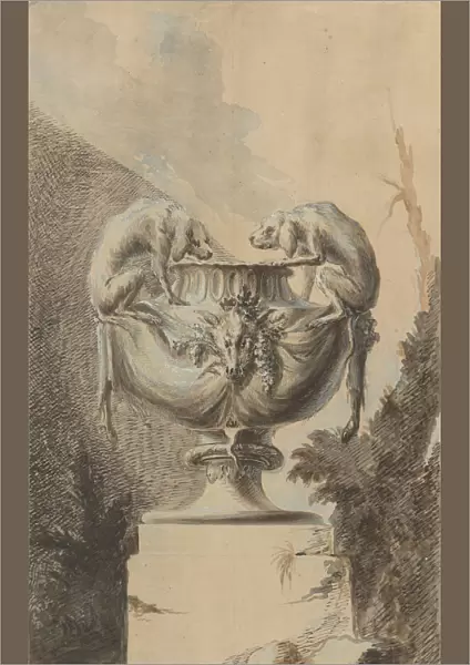 Design for a Garden Vase with Hunting Theme, ca. 1740. Creator: Johann Paul Egell
