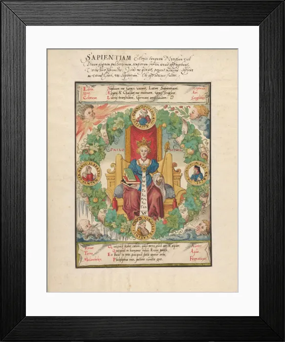 Framed Print : Philosophy Enthroned, mid-16th century. Creator: Virgil Solis Framed Print : Philosophy Enthroned, mid-16th century. Creator: Virgil Solis