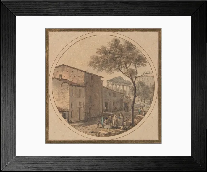 Framed Print : View of the Roman Forum with the Temple of Saturn in the Background, n. d Framed Print : View of the Roman Forum with the Temple of Saturn in the Background, n. d