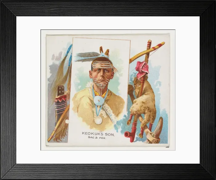 Framed Print : Keokuks Son, Sac & Fox, from the American Indian Chiefs series (N36) for Allen & Framed Print : Keokuks Son, Sac & Fox, from the American Indian Chiefs series (N36) for Allen &