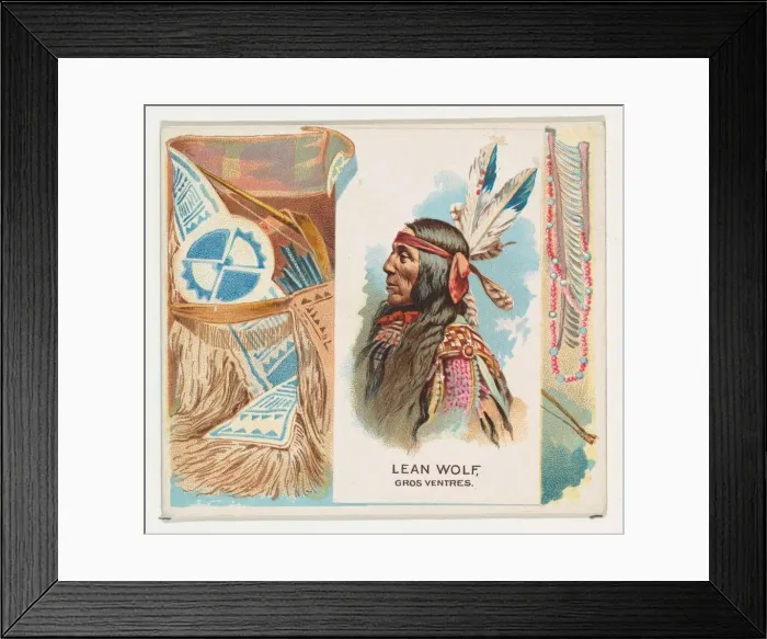 Framed Print : Lean Wolf, Gros Ventres, from the American Indian Chiefs series (N36) for Allen & Framed Print : Lean Wolf, Gros Ventres, from the American Indian Chiefs series (N36) for Allen &