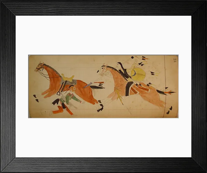 Framed Print : Maffet Ledger: Two Indians with horses, ca. 1874-81. Creator: Unknown Framed Print : Maffet Ledger: Two Indians with horses, ca. 1874-81. Creator: Unknown