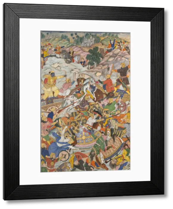 Framed Print : Krishna and Balarama Fighting the Enemy, Folio from a Harivamsa (The Legend of Hari Framed Print : Krishna and Balarama Fighting the Enemy, Folio from a Harivamsa (The Legend of Hari