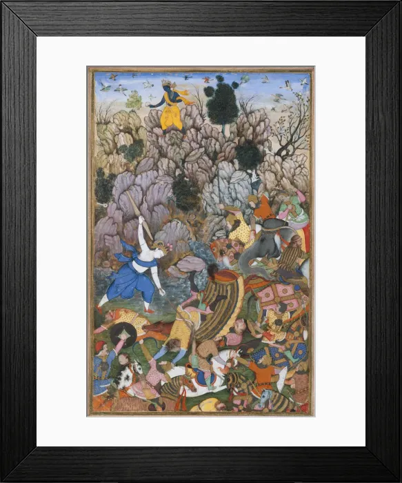 Framed Print : Balarama and Krishna Fighting the Enemy, Folio from a Harivamsa (The Legend of... ca Framed Print : Balarama and Krishna Fighting the Enemy, Folio from a Harivamsa (The Legend of... ca