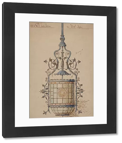 Wrought Iron Hall Lantern Design, 19th century. Creator: J. B. B