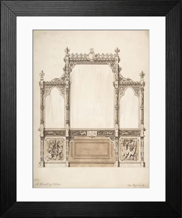 Framed Print : Design for Wall with Wooden Trim, 1841-84. Creator: Charles Hindley & Sons Framed Print : Design for Wall with Wooden Trim, 1841-84. Creator: Charles Hindley & Sons