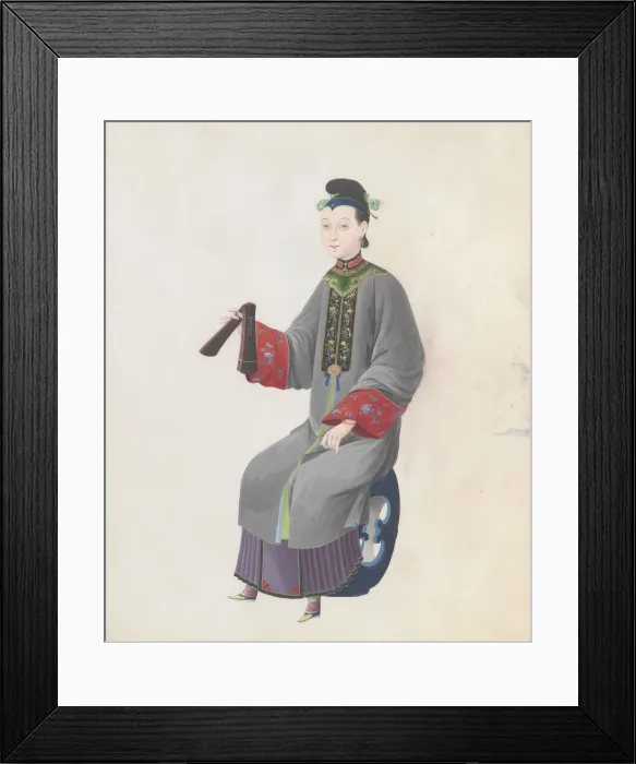 Framed Print : Watercolour of musician playing paiban, late 18th century. Creator: Unknown Framed Print : Watercolour of musician playing paiban, late 18th century. Creator: Unknown