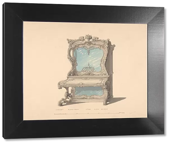 Design for Cabinet Pianoforte, Louis Quinze Style, 1835-1900