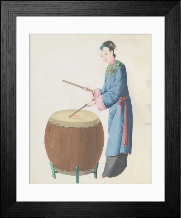 Framed Print : Watercolour of musician playing jingu, late 18th century. Creator: Unknown Framed Print : Watercolour of musician playing jingu, late 18th century. Creator: Unknown