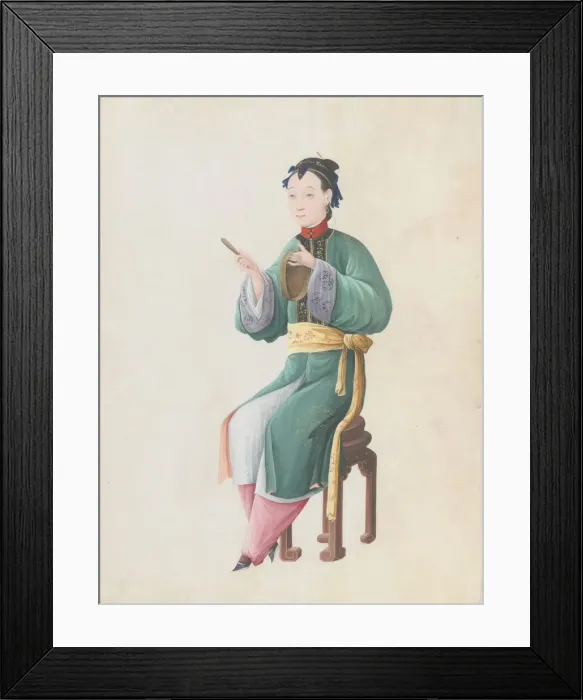 Framed Print : Watercolour of musician playing jiaoluo, late 18th century. Creator: Unknown Framed Print : Watercolour of musician playing jiaoluo, late 18th century. Creator: Unknown