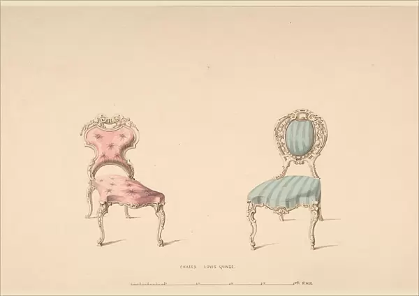 Design for Chairs, Louis Quinze Style, 1835-1900. Creator: Robert William Hume
