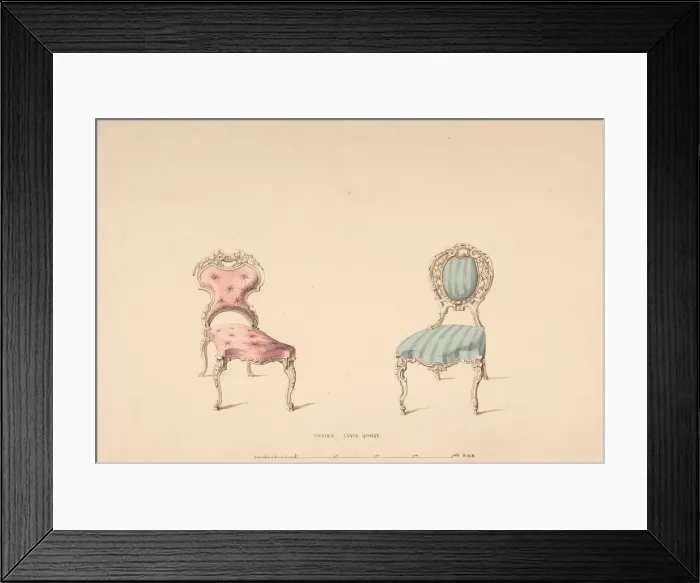 Framed Print : Design for Chairs, Louis Quinze Style, 1835-1900. Creator: Robert William Hume Framed Print : Design for Chairs, Louis Quinze Style, 1835-1900. Creator: Robert William Hume