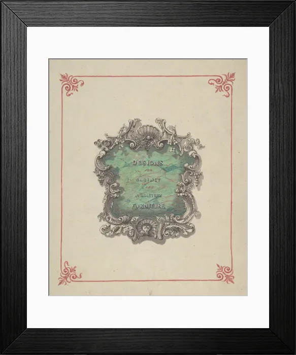Framed Print : Title Page Design: Designs for Cabinet and Upholstery Furniture, 1830-1900 Framed Print : Title Page Design: Designs for Cabinet and Upholstery Furniture, 1830-1900