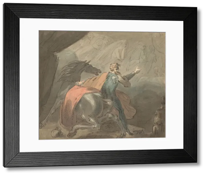 Framed Print : A King and a Horse with Ghostly Women, 1770-80. Creator: William Hamilton Framed Print : A King and a Horse with Ghostly Women, 1770-80. Creator: William Hamilton