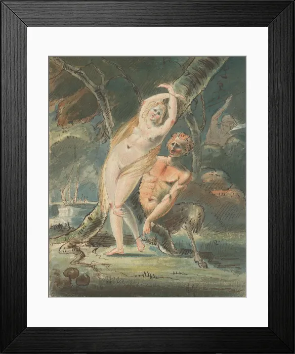 Framed Print : Amymone (?) with a Lecherous Satyr, 1770-80. Creator: William Hamilton Framed Print : Amymone (?) with a Lecherous Satyr, 1770-80. Creator: William Hamilton