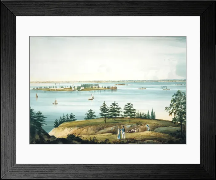 Framed Print : The Bay of New York and Governors Island Taken from Brooklyn Heights, 1820-25 Framed Print : The Bay of New York and Governors Island Taken from Brooklyn Heights, 1820-25