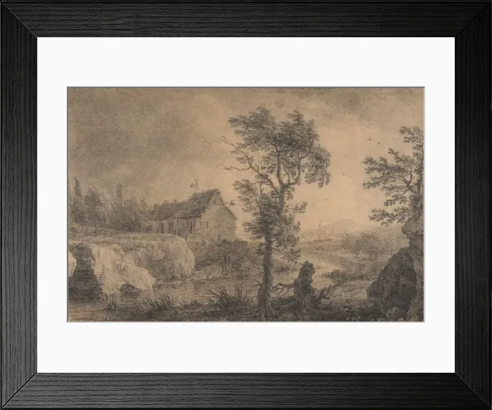 Framed Print : The Bend in the River, 1767. Creator: Simon Mathurin Lantara Framed Print : The Bend in the River, 1767. Creator: Simon Mathurin Lantara