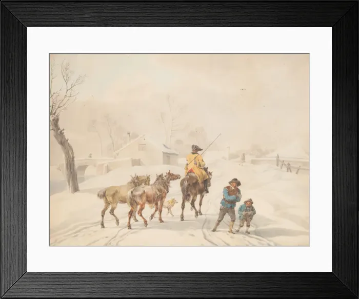 Framed Print : Postilion on Horse in a Winter Landscape, ca. 1798. Creator: Wilhelm von Kobell Framed Print : Postilion on Horse in a Winter Landscape, ca. 1798. Creator: Wilhelm von Kobell