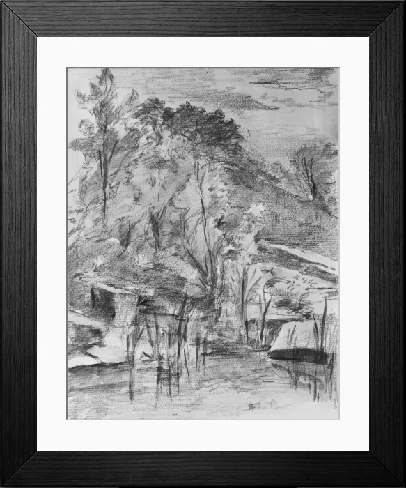 Framed Print : Trees and Stream. Creator: Walter Shirlaw Framed Print : Trees and Stream. Creator: Walter Shirlaw