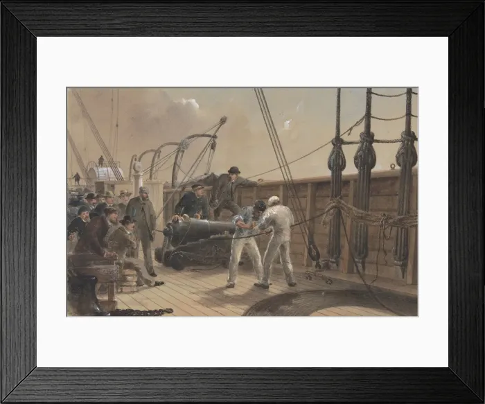 Framed Print : Splicing the Cable (after the First Accident) on Board the Great Eastern, July 25th, 1865 Framed Print : Splicing the Cable (after the First Accident) on Board the Great Eastern, July 25th, 1865